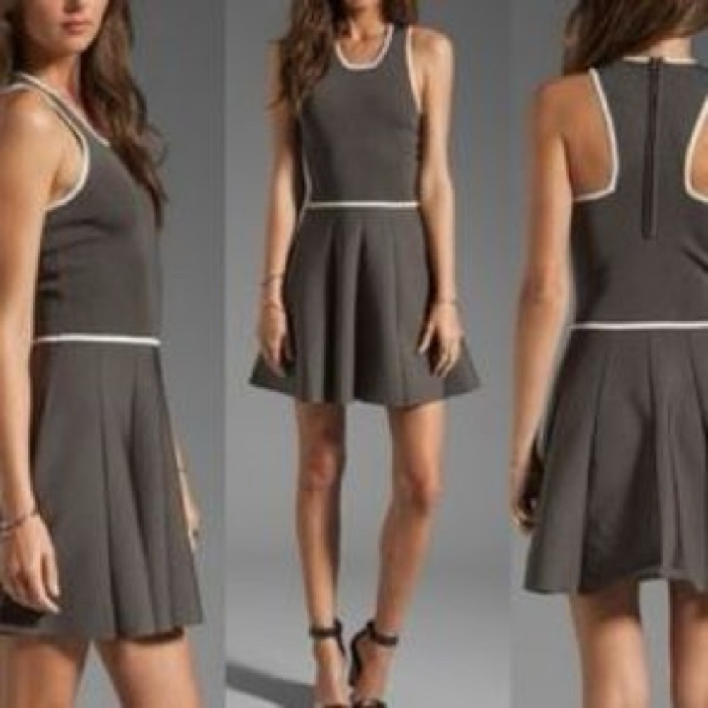 Parker Gray Pleated Halter Mini Dress